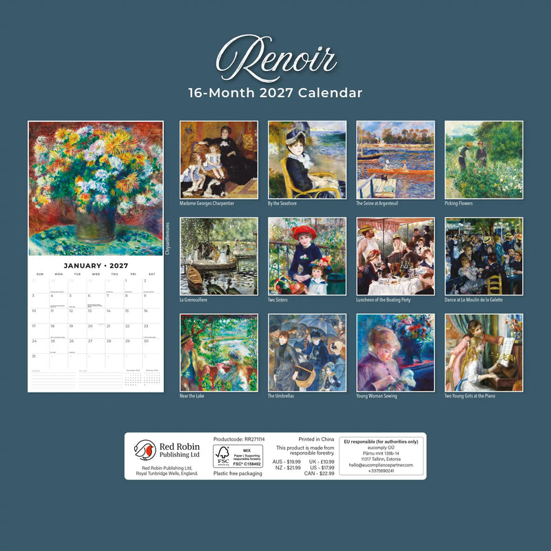 2027 Square Wall Calendar Renoir image 2
