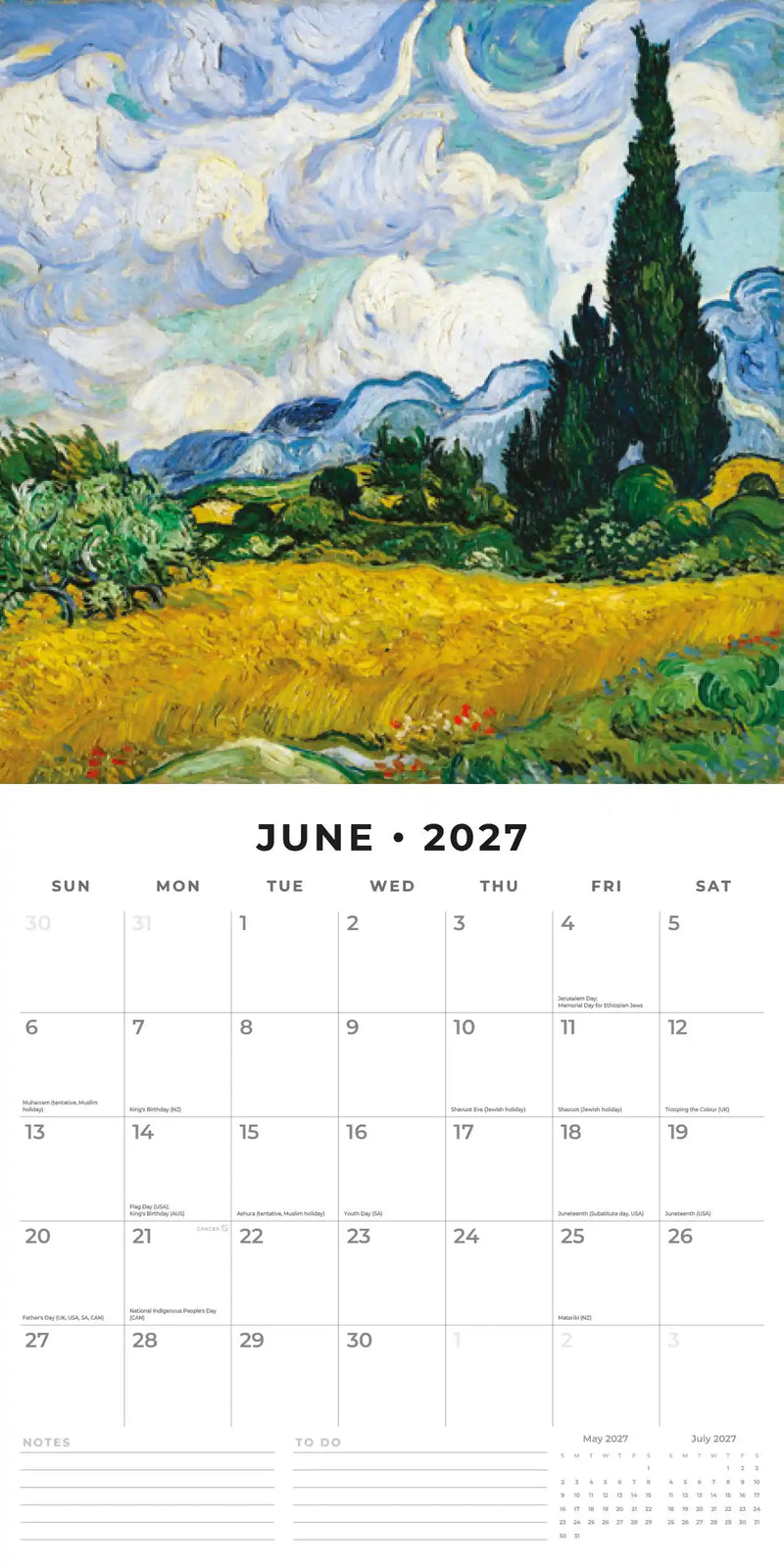 2027 Square Wall Calendar Vincent Van Gogh image 4