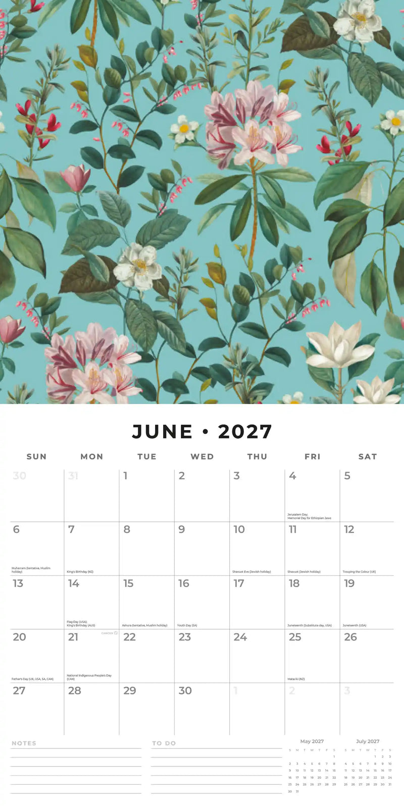 2027 Square Wall Calendar Botanical Flowers image 4