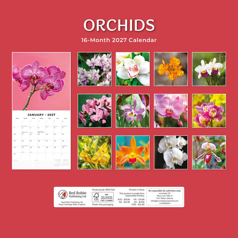 2027 Square Wall Calendar Orchids image 2