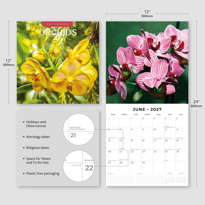 2027 Square Wall Calendar Orchids image 3