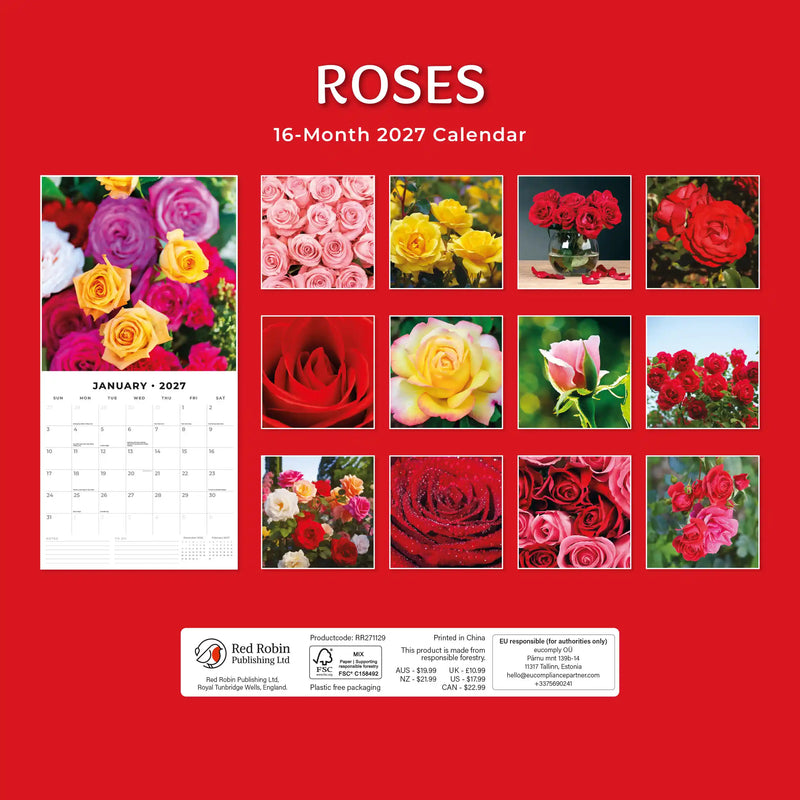 2027 Square Wall Calendar Roses image 2