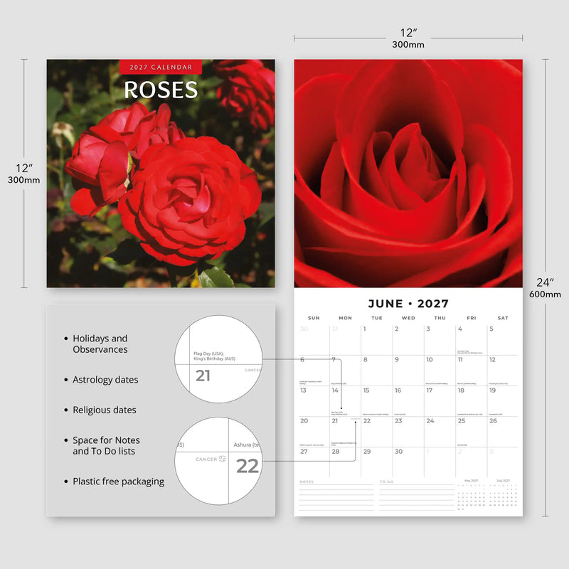 2027 Square Wall Calendar Roses image 3