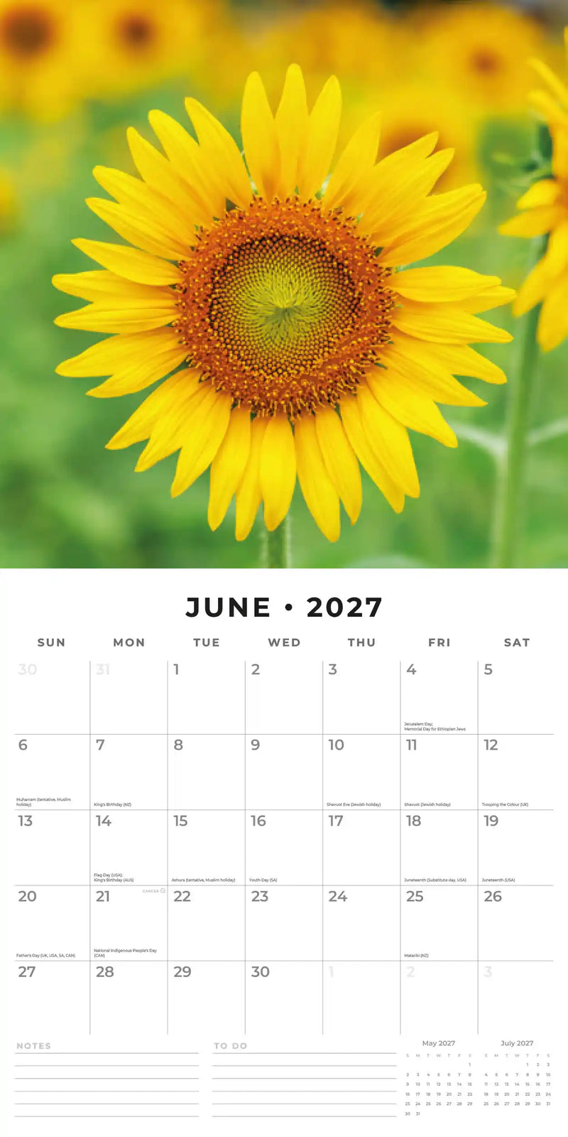 2027 Square Wall Calendar Sunflowers image 4