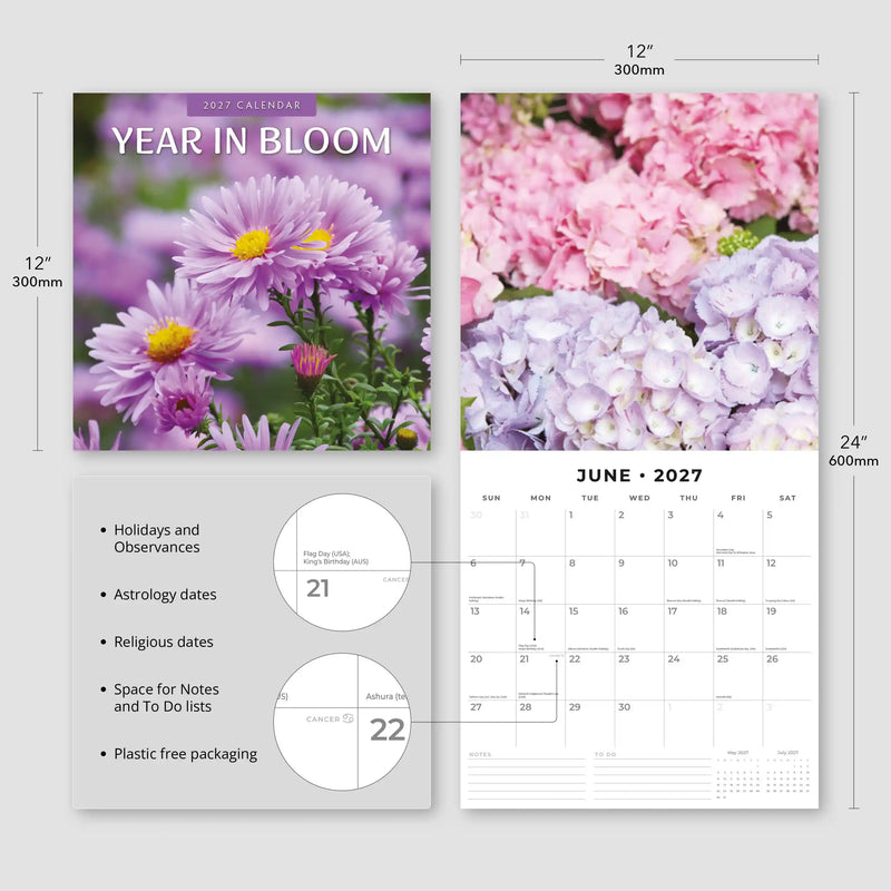 2027 Square Wall Calendar Year in Bloom image 3