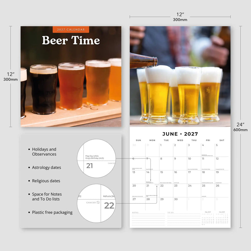 2027 Square Wall Calendar Beer Time image 3