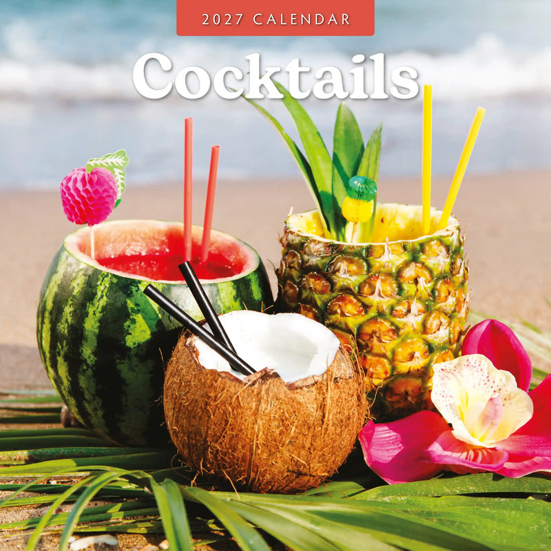 2027 Cocktails square wall calendar with cocktail drink imagery