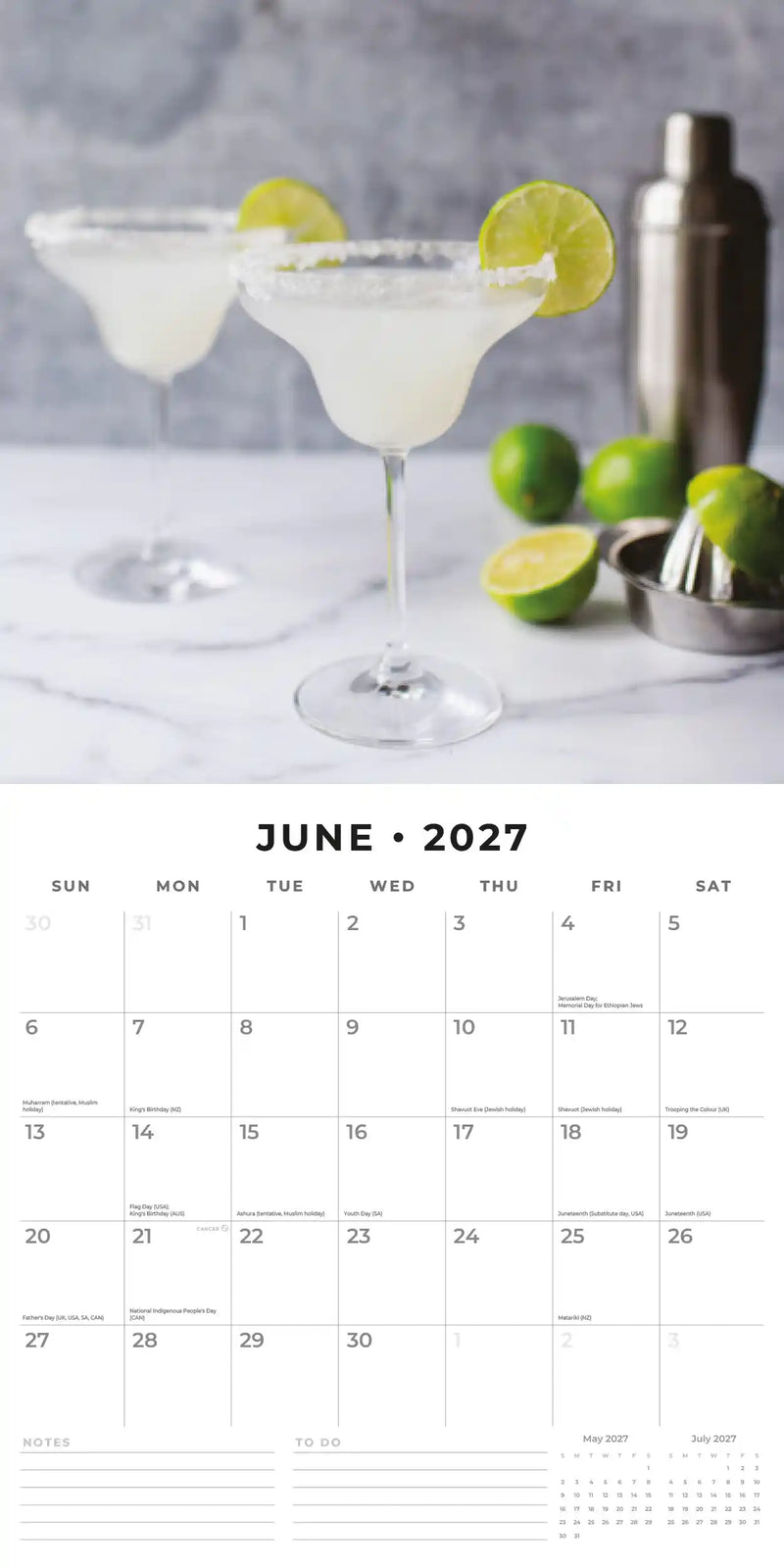 2027 Square Wall Calendar Cocktails image 4