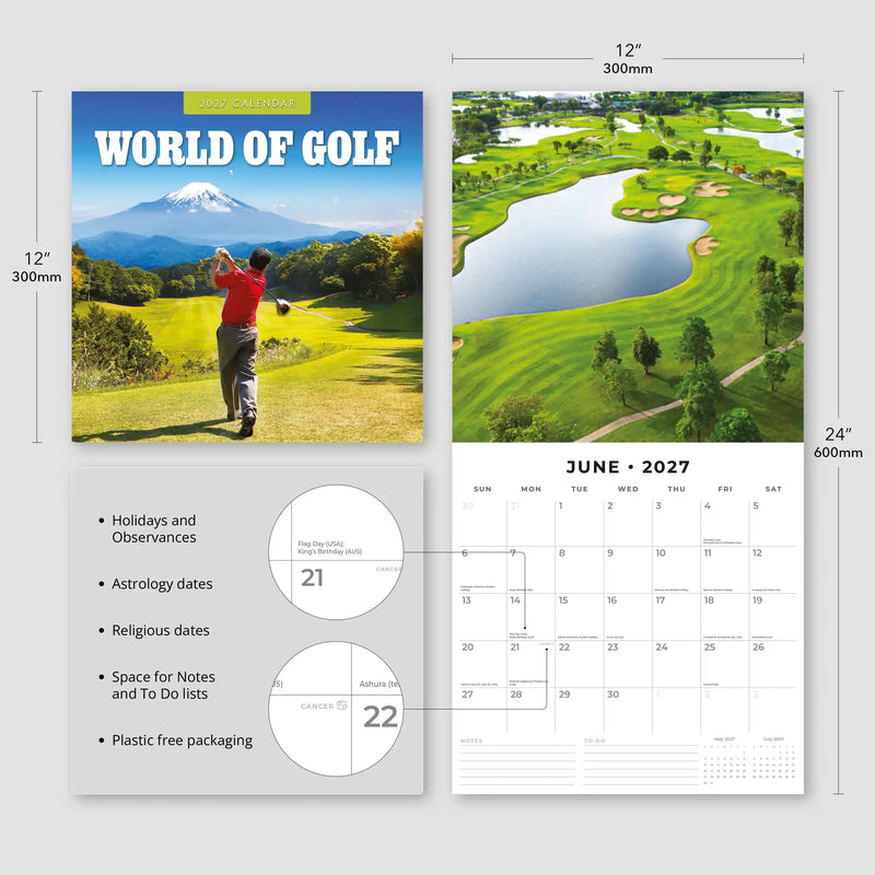 2027 Square Wall Calendar World of Golf image 3