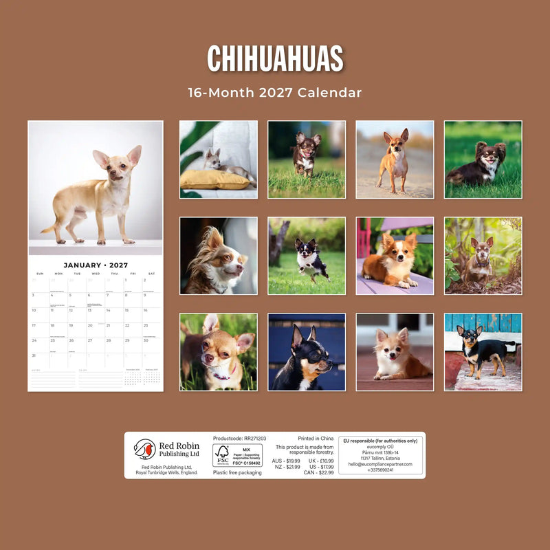 2027 Square Wall Calendar Chihuahuas image 2