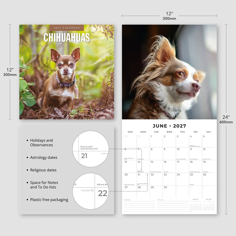 2027 Square Wall Calendar Chihuahuas image 3