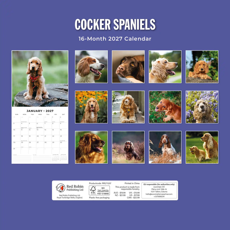 2027 Square Wall Calendar Cocker Spaniels image 2