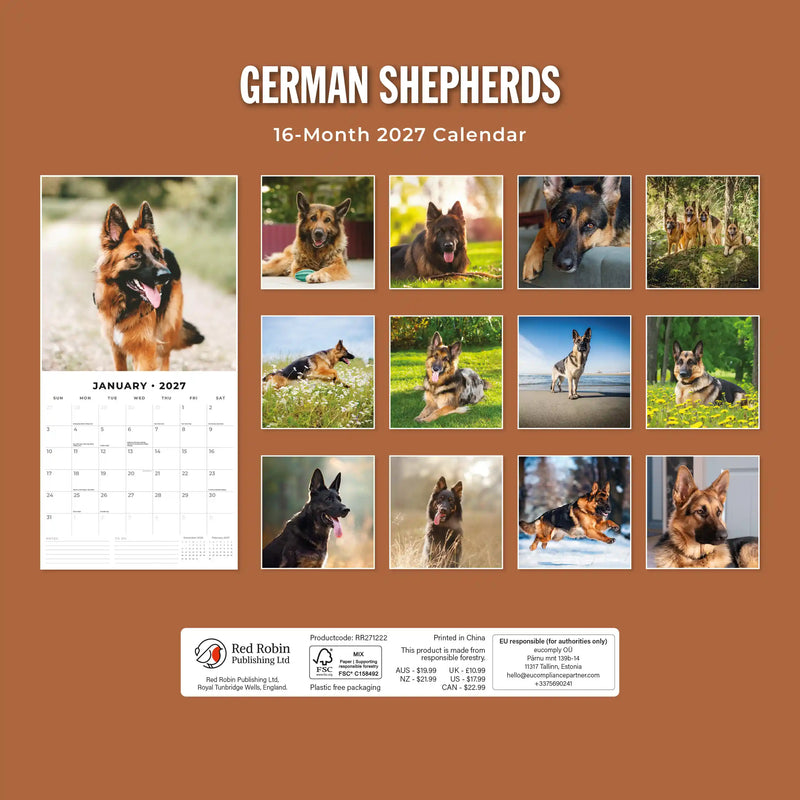 2027 Square Wall Calendar German Shepherds image 2