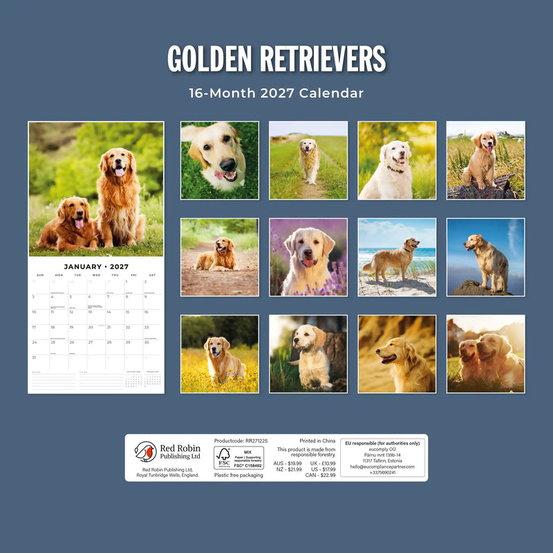 2027 Square Wall Calendar Golden Retrievers image 2