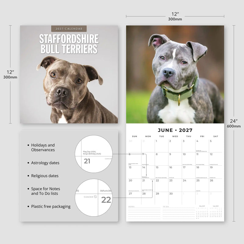 2027 Square Wall Calendar Staffordshire Bull Terriers image 3