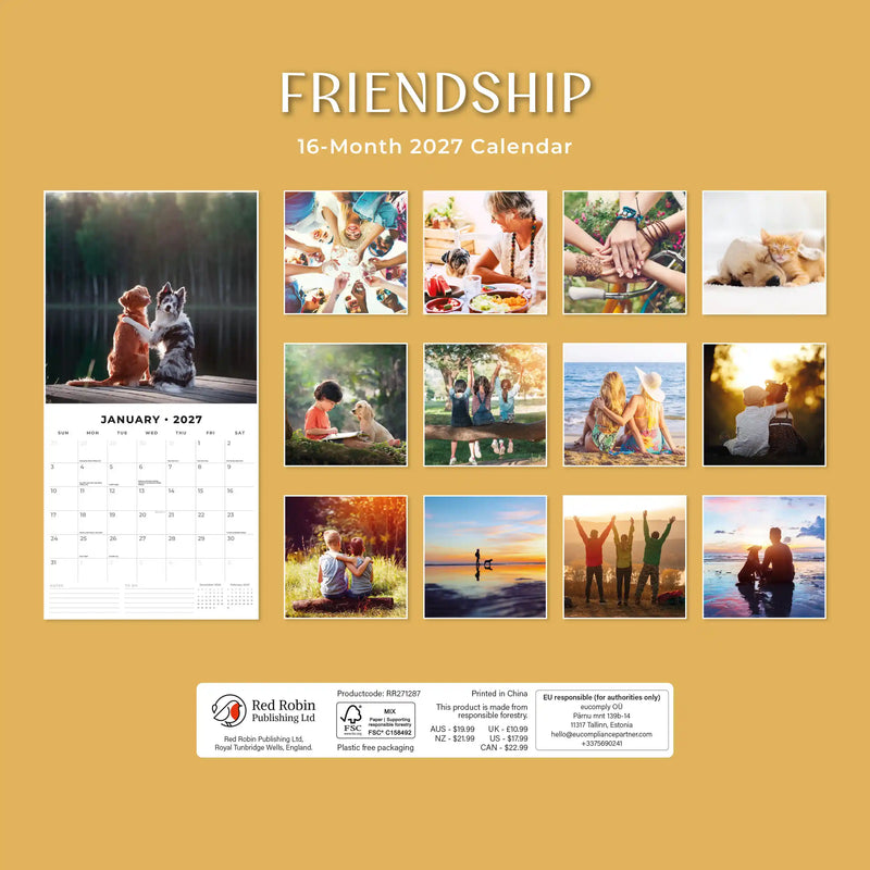 2027 Square Wall Calendar Friendship image 2