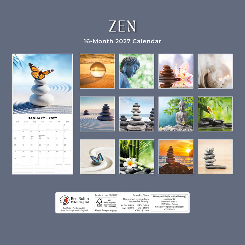 2027 Square Wall Calendar Zen image 2