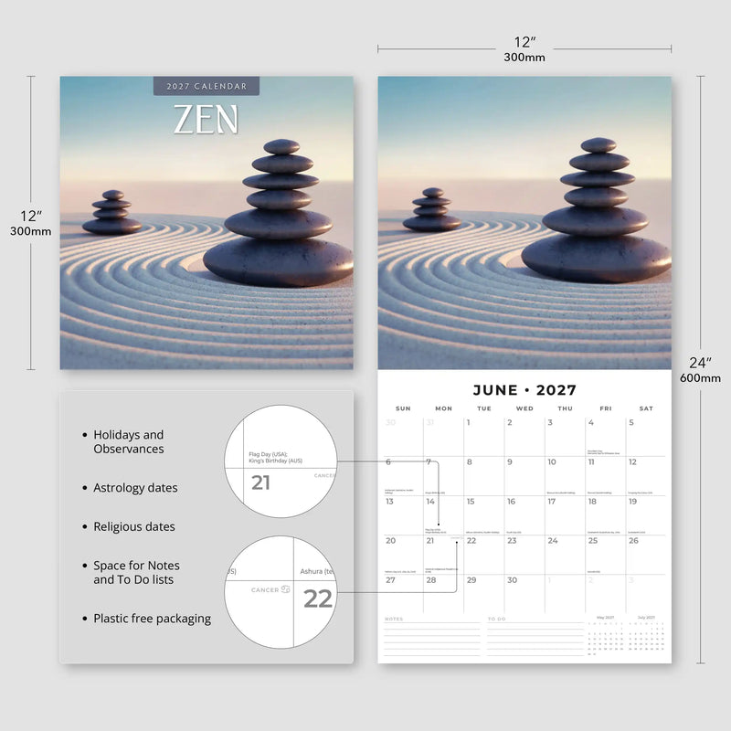 2027 Square Wall Calendar Zen image 3
