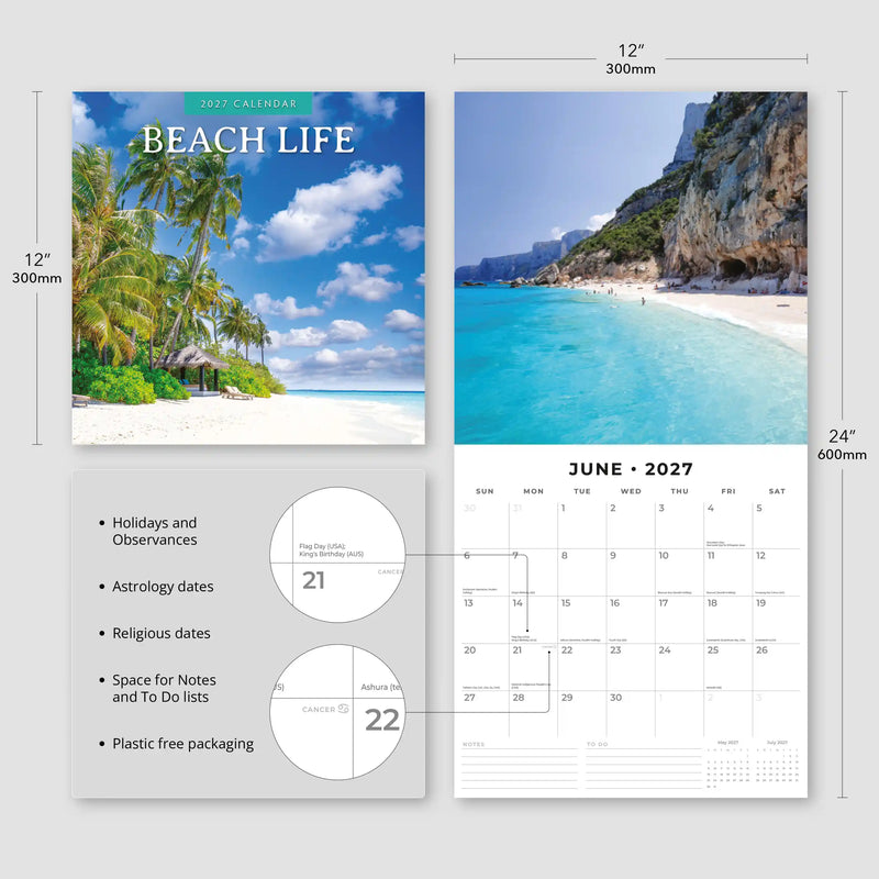2027 Square Wall Calendar Beach Life image 3