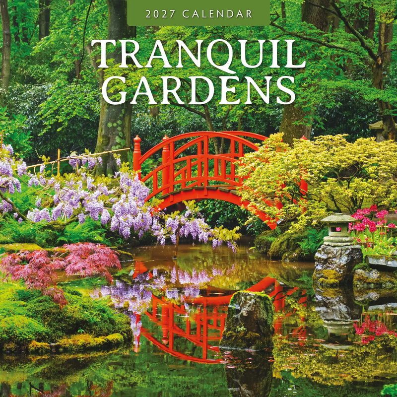 2027 square wall calendar featuring tranquil gardens