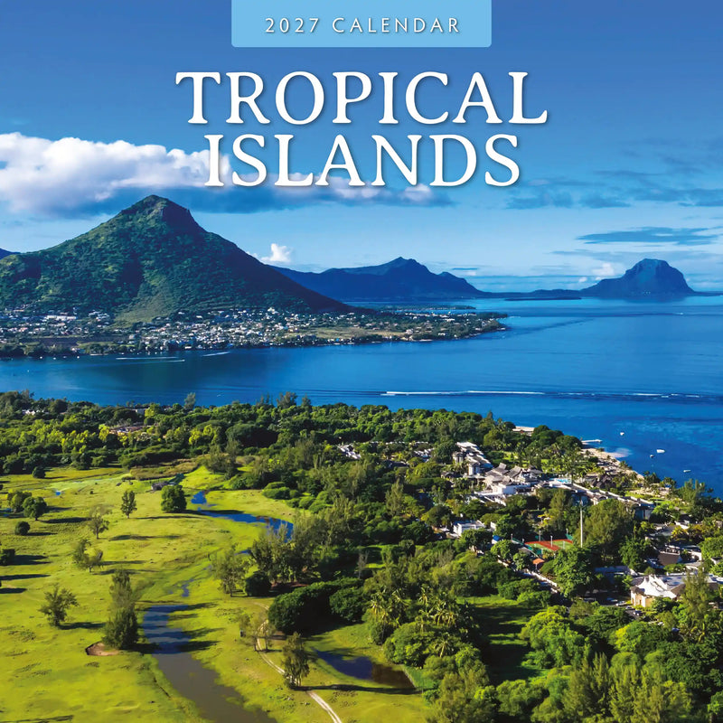 2027 square wall calendar featuring tropical island scenery