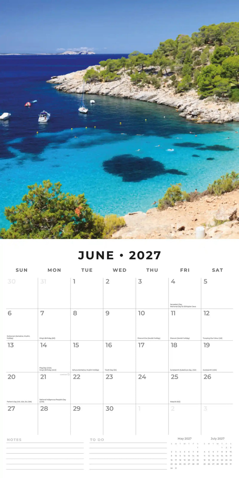 2027 Square Wall Calendar Tropical Islands image 4