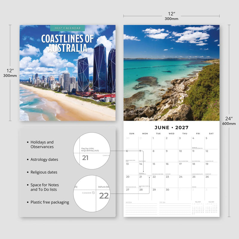 2027 Square Wall Calendar Coastlines of Australia image 3