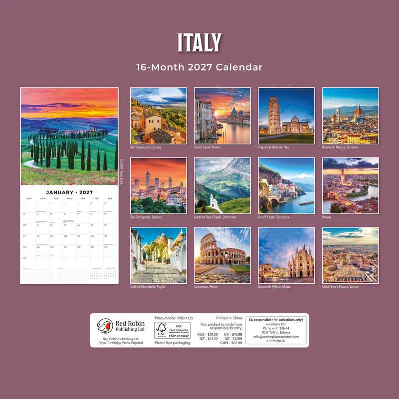 2027 Square Wall Calendar Italy image 2