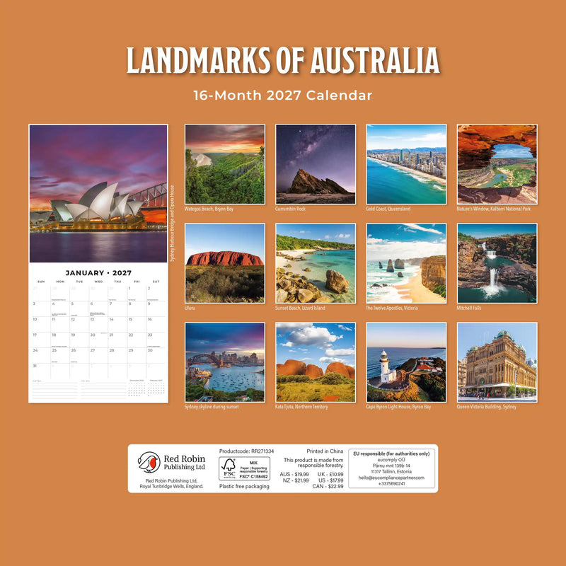 2027 Square Wall Calendar Landmarks of Australia image 2