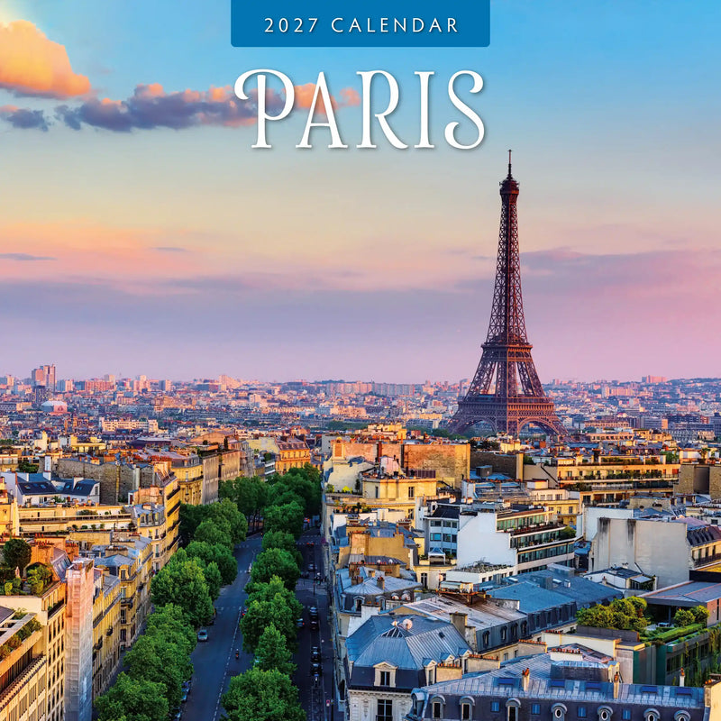 2027 square wall calendar featuring Paris city scenes