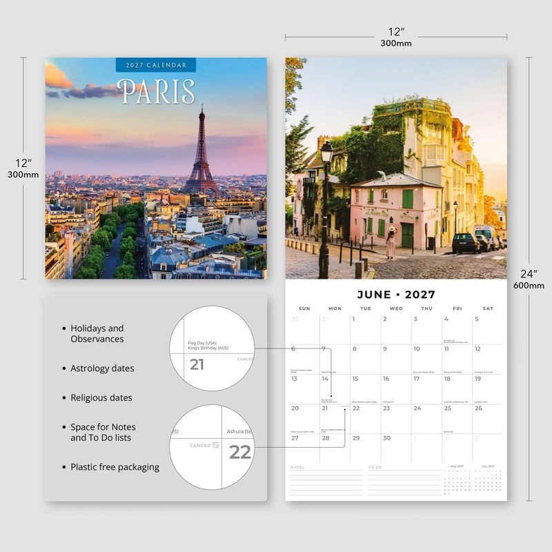 2027 Square Wall Calendar Paris image 3