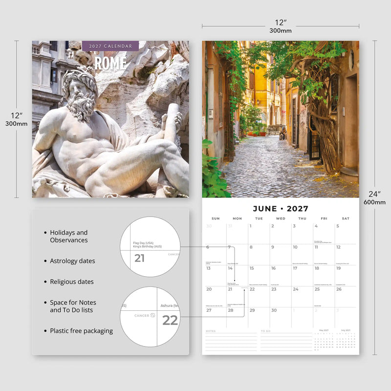 2027 Square Wall Calendar Rome image 3