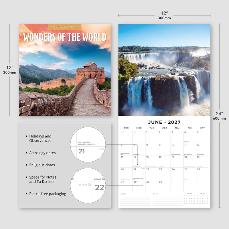 2027 Square Wall Calendar Wonders of the World image 3