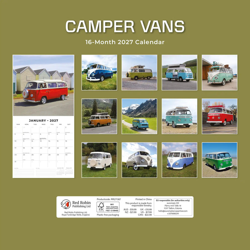 2027 Square Wall Calendar Camper Vans image 2