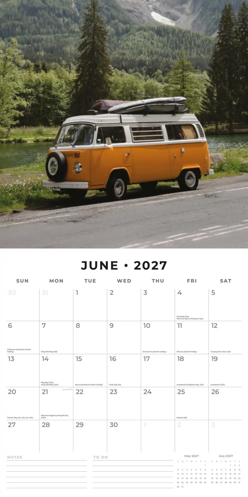 2027 Square Wall Calendar Camper Vans image 4