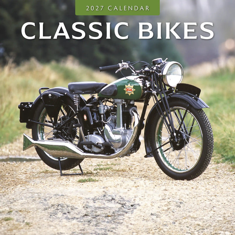 2027 Classic Bikes square wall calendar with vintage motorcycle imagery