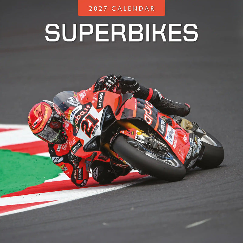 2027 square wall calendar featuring superbikes