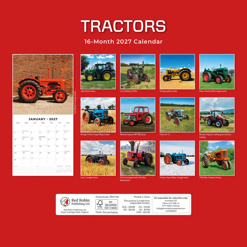 2027 Square Wall Calendar Tractors image 2