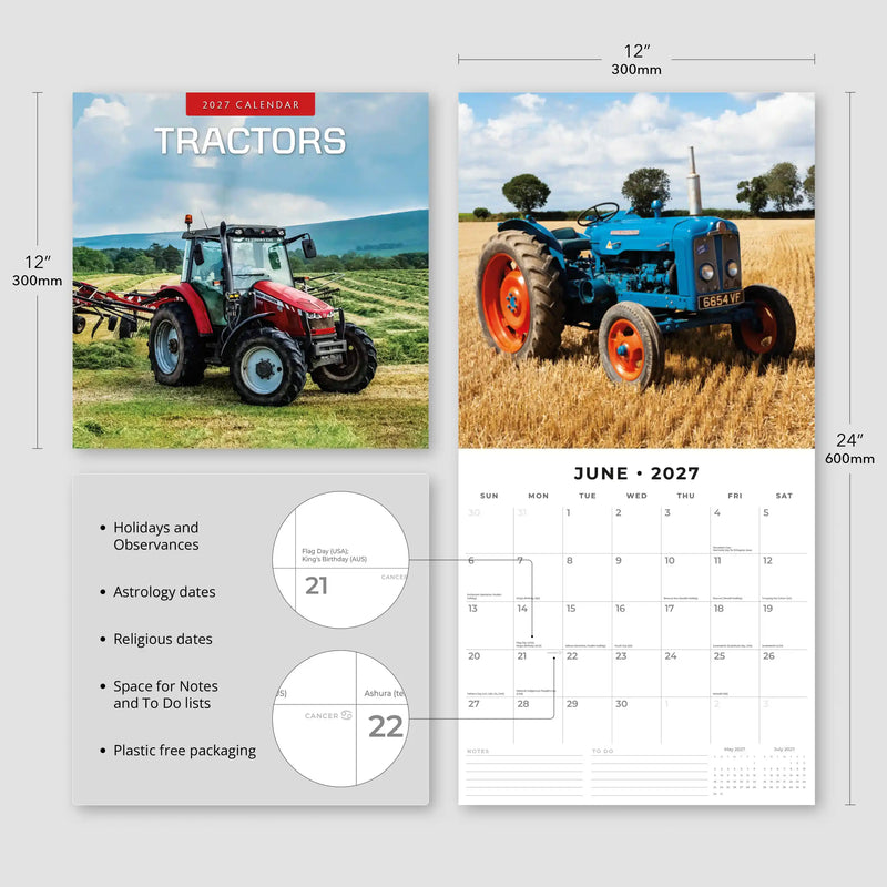 2027 Square Wall Calendar Tractors image 3