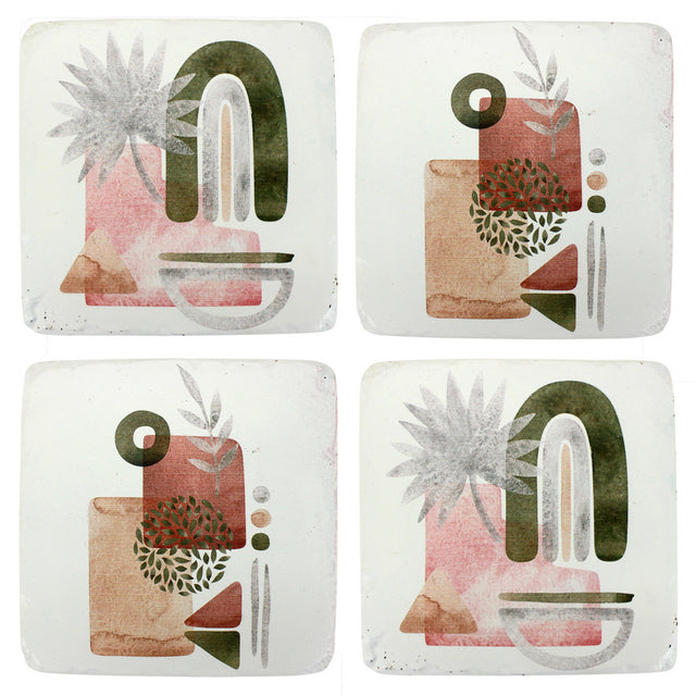 Set of 4 tropical resin coasters