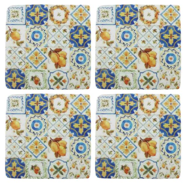 Lemon tile resin coasters set of 4