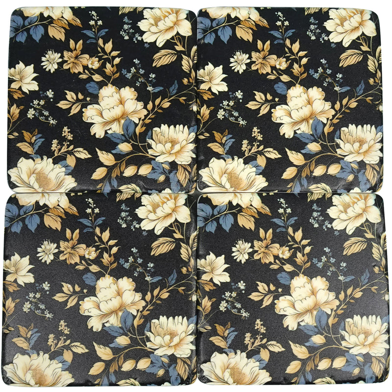 Kitchen Tableware Bloom Service Resin Coaster 10Cm Set Of 4