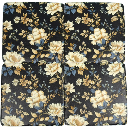 Kitchen Tableware Bloom Service Resin Coaster 10Cm Set Of 4