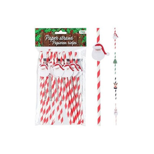 Assorted Christmas paper straws in a jar