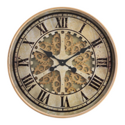 Ragnar 60cm gold wall clock with exposed gears and Roman numerals