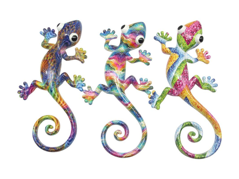 Rainbow lizard wall art 25cm assorted colourful tropical wall décor lizard wall hanging for home patio or balcony