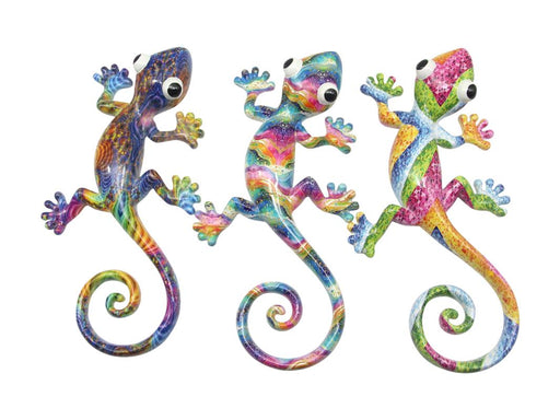 Rainbow lizard wall art 25cm assorted colourful tropical wall décor lizard wall hanging for home patio or balcony