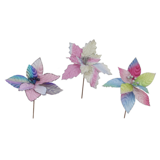 Ronis Rainbow Poinsettia Glitter 29cm Assorted