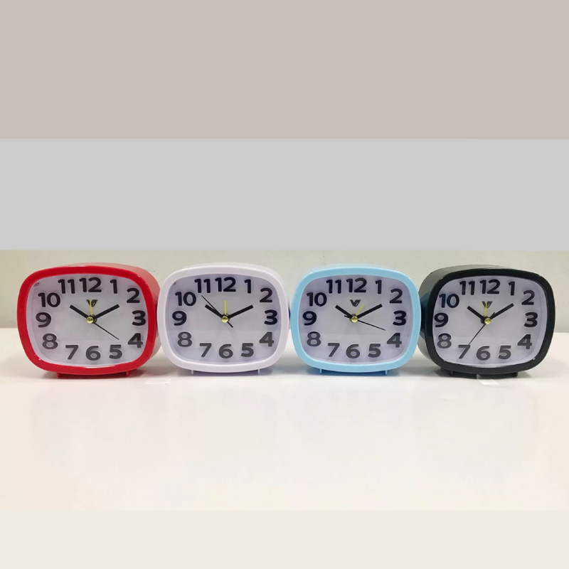 Ronis Rectangle 3D Number Alarm Table Clock With Light 12x10x4cm Assorted