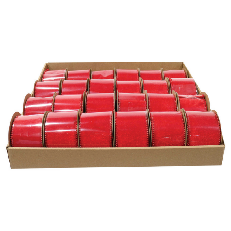 Ronis Red Velvet Beaded Ribbon 63mm x 2.7m